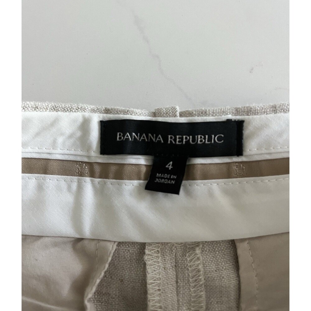 Banana Republic 100% Linen Shorts Beige Pleated High Waist 4 - Picture 4 of 7